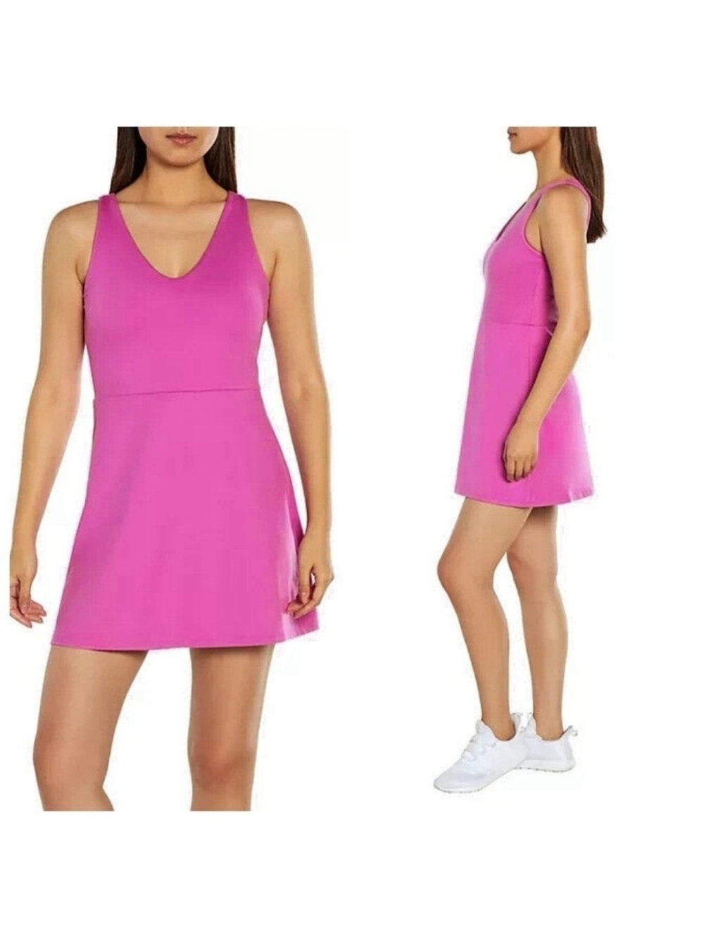 GAP Fit Bright Fuchsia Sleeveless V-Neck Mini Dress